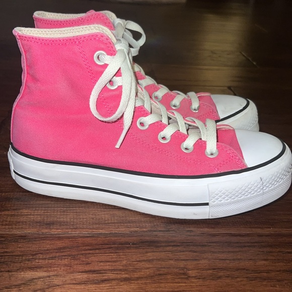 Converse Allstar Chuck Taylor hightop platform sneakers pink & white shoes 6.5 - Picture 11 of 15